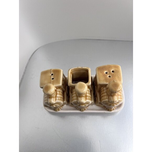 SALT PEPPER SHAKERS TOOTHPICK HOLDER MCM OHIO CENTRAL RAILROAD Complete - Picture 3 of 6